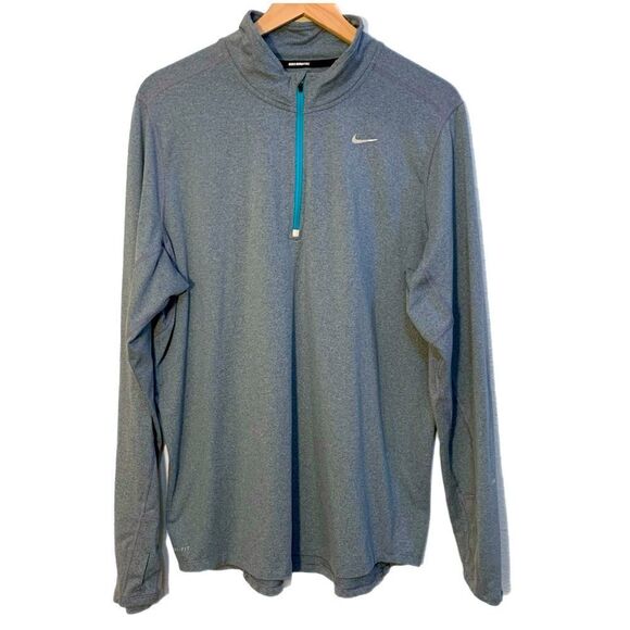 Nike Gray Dri-Fit Running Jacket Men’s Large Lightweight Half Zip Thumb Holes. - Picture 1 of 9